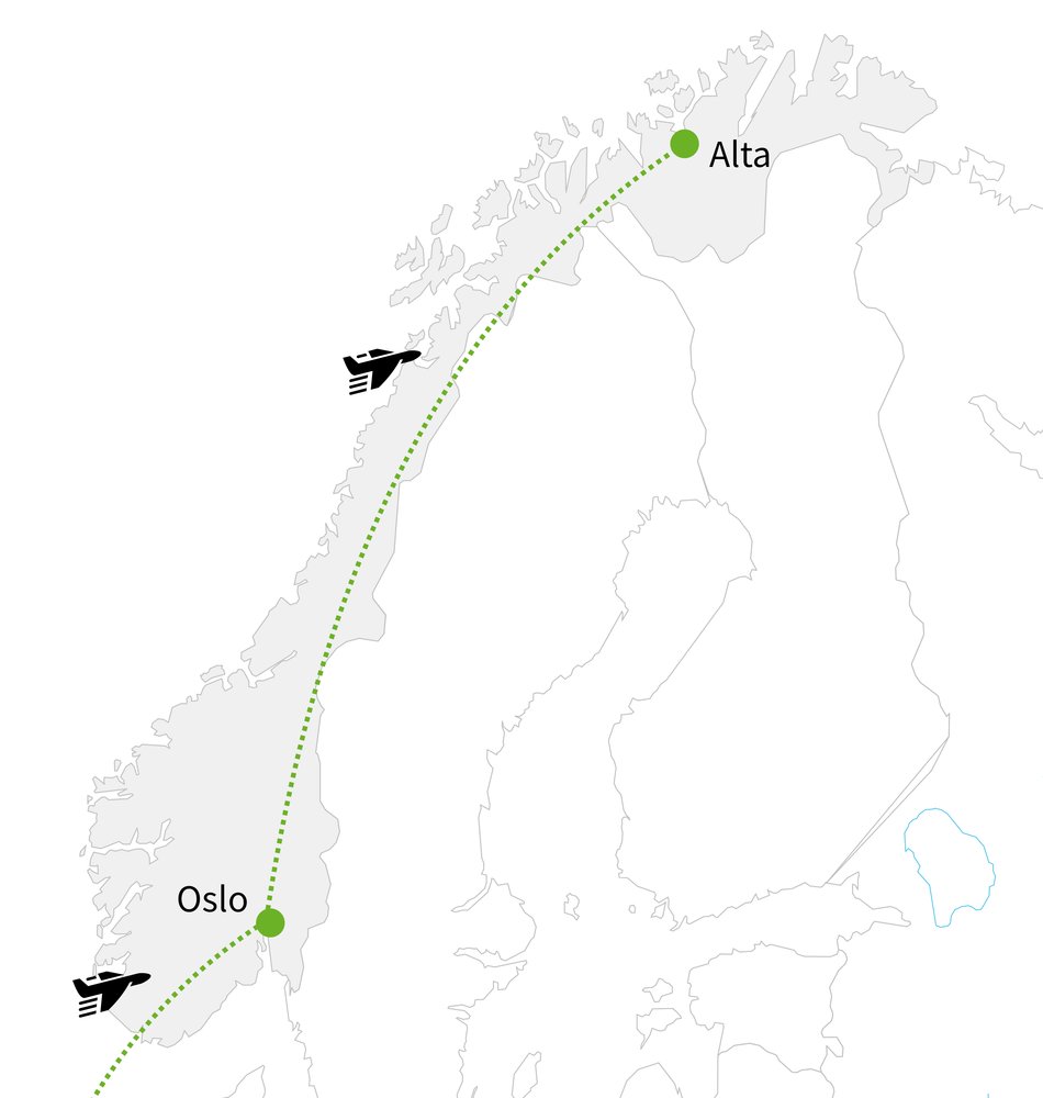 Routekaart van Alta Borealis