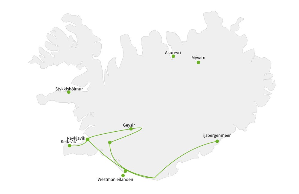 Routekaart van Puur IJsland