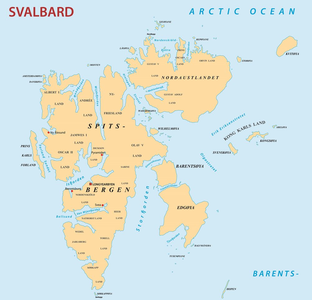 Routekaart van Noord-Spitsbergen met zeilschip Rembrandt van Rijn of Noorderlicht