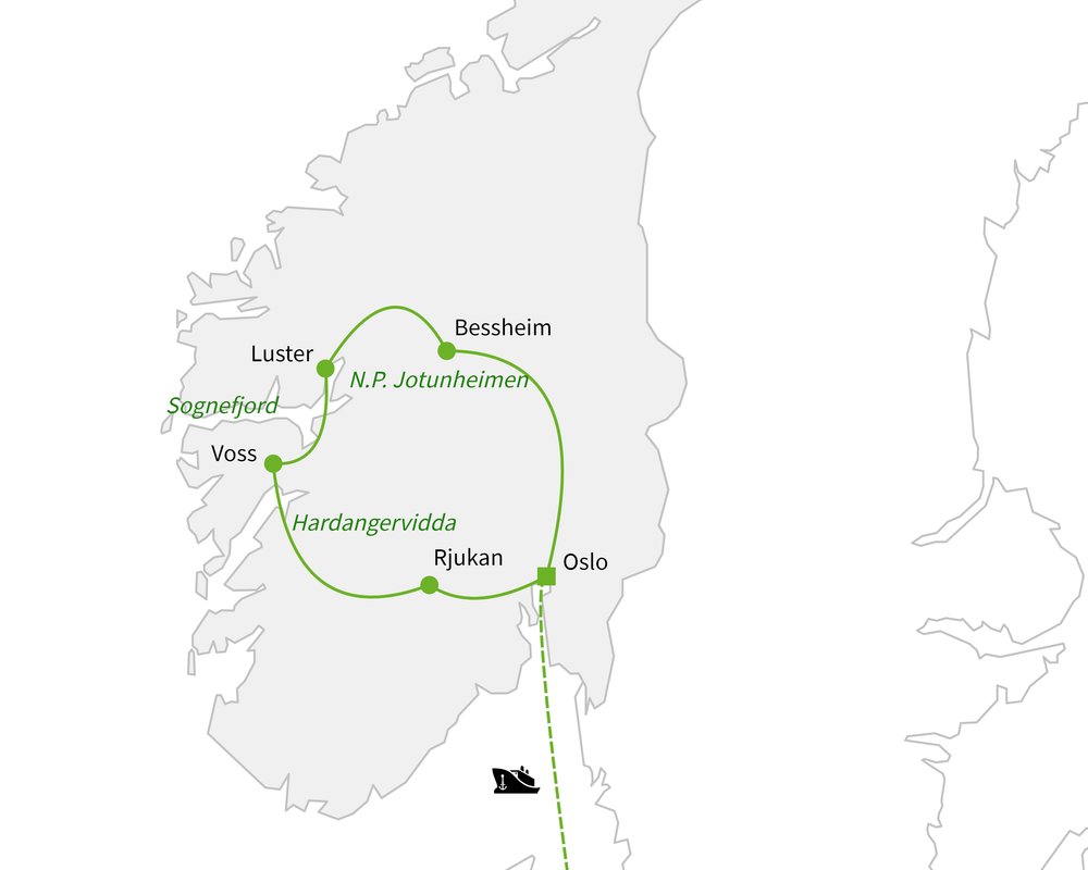 Routekaart van Veelzijdig Noorwegen