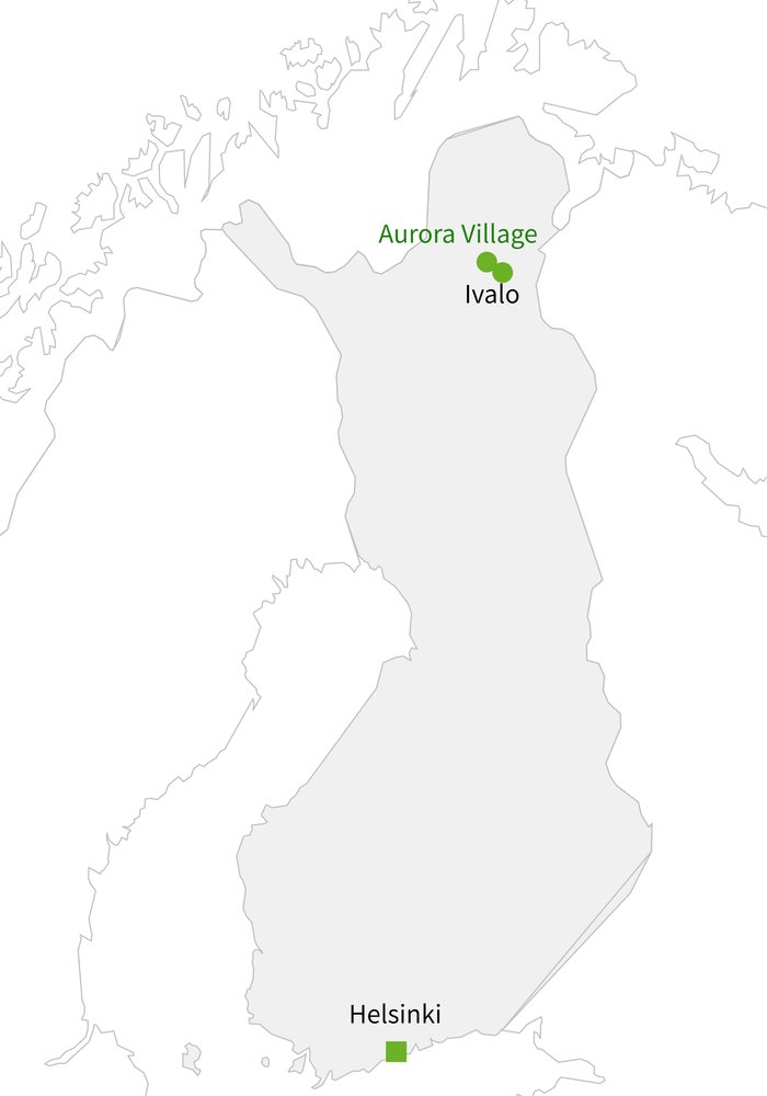 Routekaart van Lapland Kerst 2024: Aurora Village