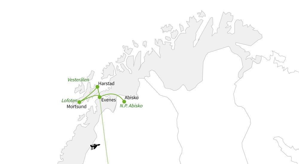 Routekaart van Van Lapland naar de Lofoten