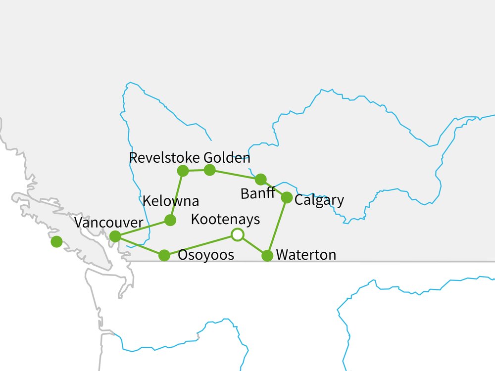 Routekaart van Veelzijdig West-Canada