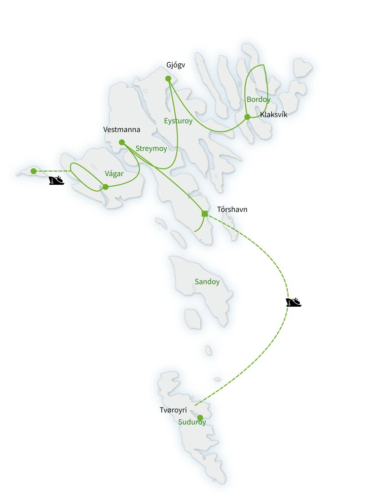 Routekaart van Het beste van de Faeröer eilanden