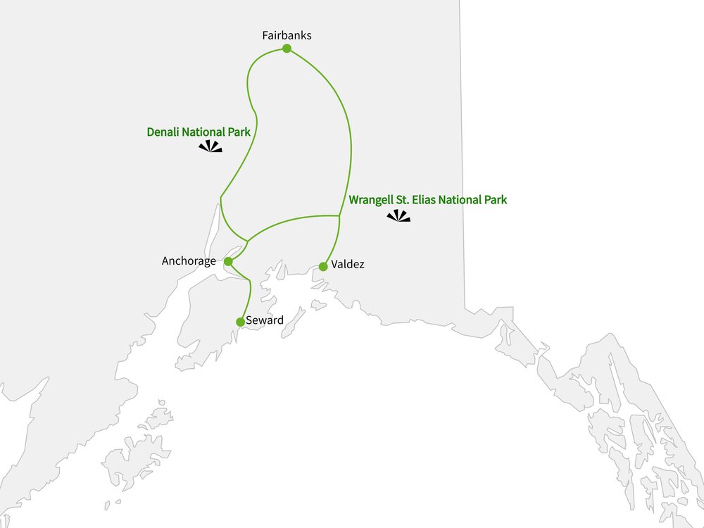 Routekaart van Alaska Kort & Krachtig