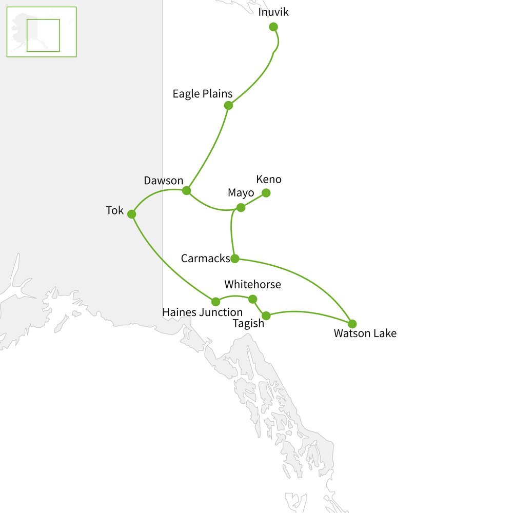 Routekaart van Op & Top Yukon