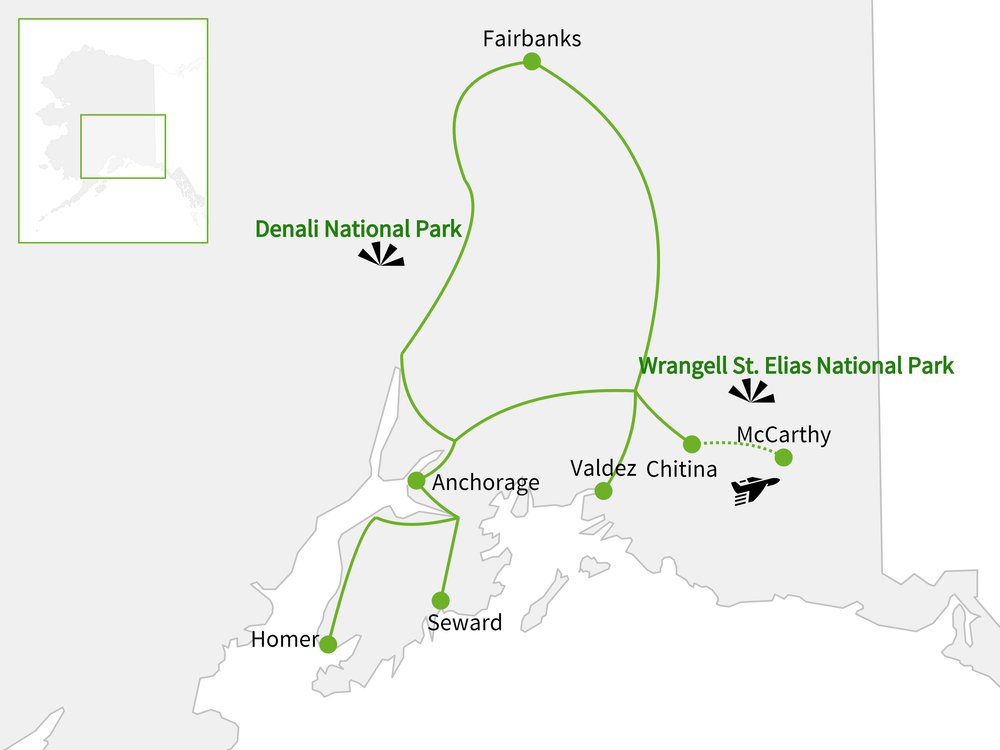 Routekaart van De Top van Alaska