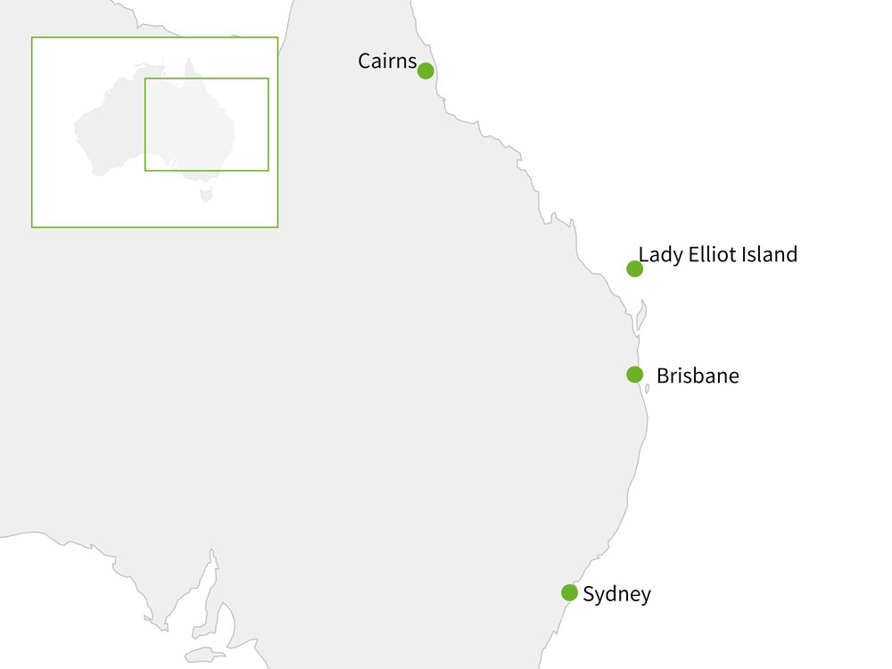 Routekaart van Lady Elliot Island