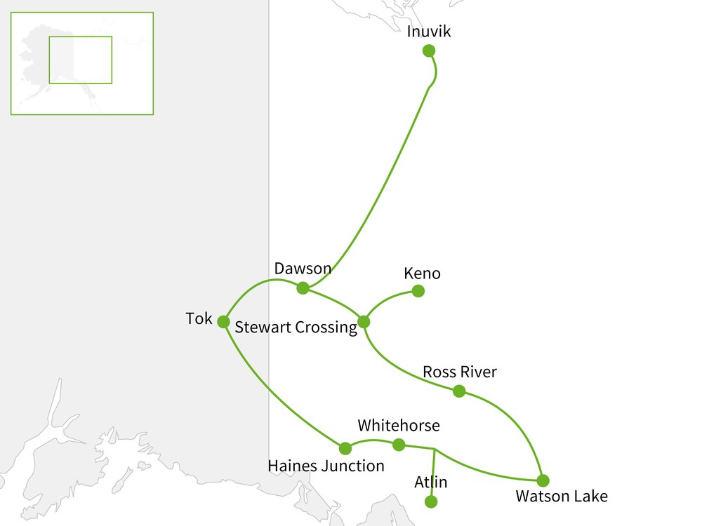 Routekaart van Op & Top Yukon