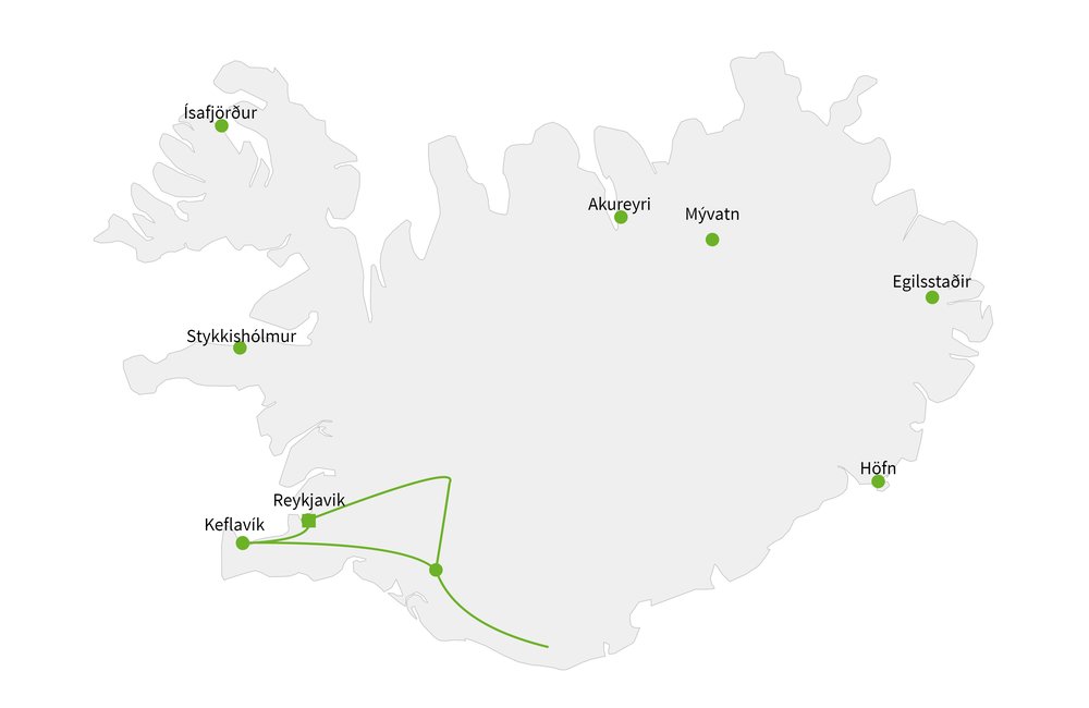 Routekaart van Luxe Shortbreak IJsland