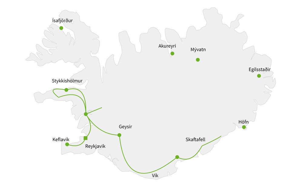 Routekaart van Northern lights exploration - kleine groep