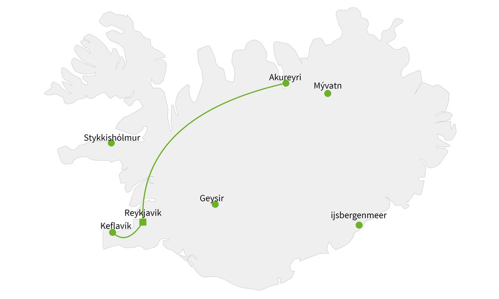 Routekaart van Vakantiehuisje aan het fjord