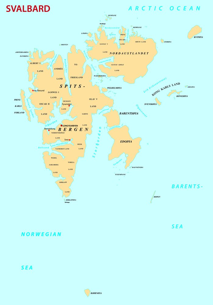 Routekaart van Fotoreis langs de kust van Spitsbergen