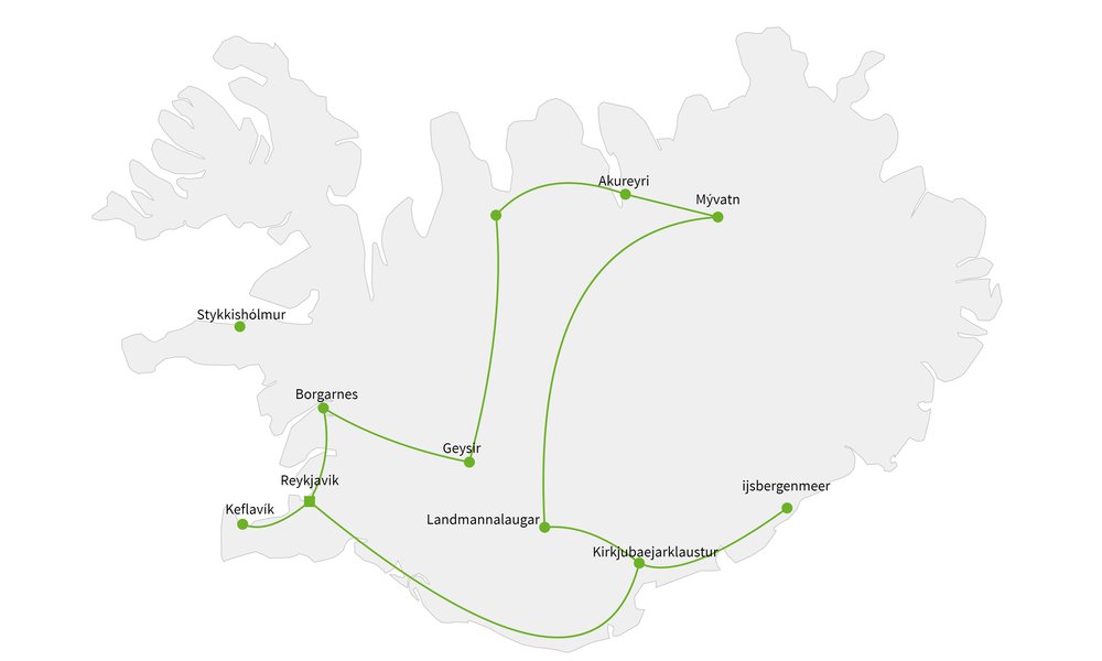 Routekaart van IJsland: het woeste binnenland