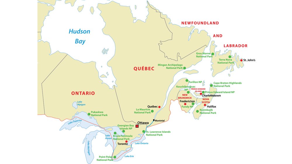 Kaart van Oost-Canada