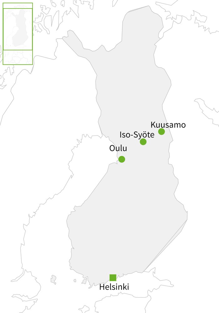 Routekaart van Avonturenweek Iso Syöte