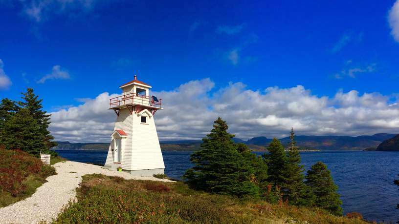 Historische vuurtoren in Woody Point