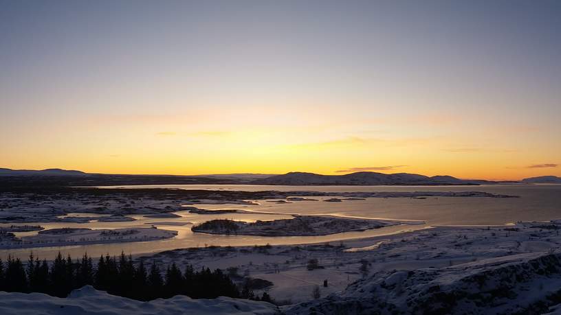 Zonsopgang bij Nationaal Park Thingvellir