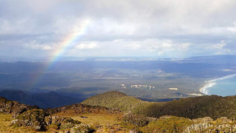 Uitzicht vanaf Okaka, Hump Ridge Track