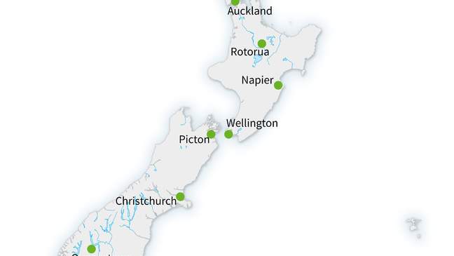Kaart van Nieuw-Zeeland